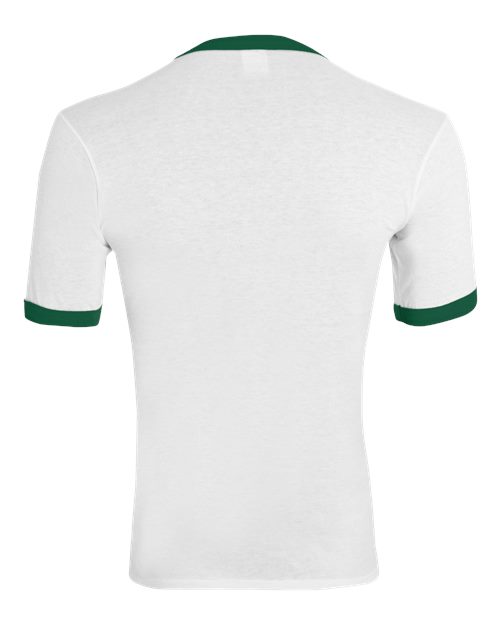 Unisex 50/50 Ringer T-Shirt - White/ Dark Green