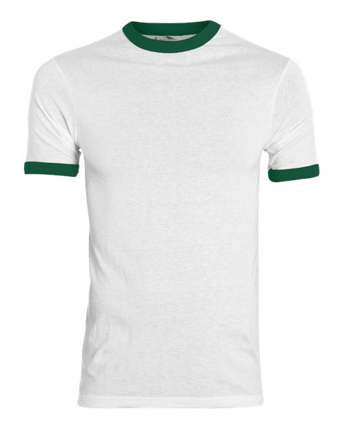 Unisex 50/50 Ringer T-Shirt - White/ Dark Green