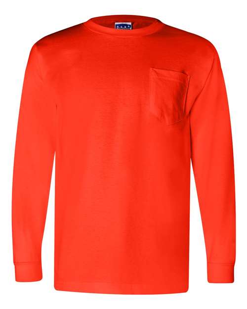 Unisex Union-Made Long Sleeve Pocket T-Shirt - Orange