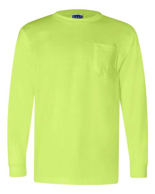 Unisex Union-Made Long Sleeve Pocket T-Shirt - Lime Green