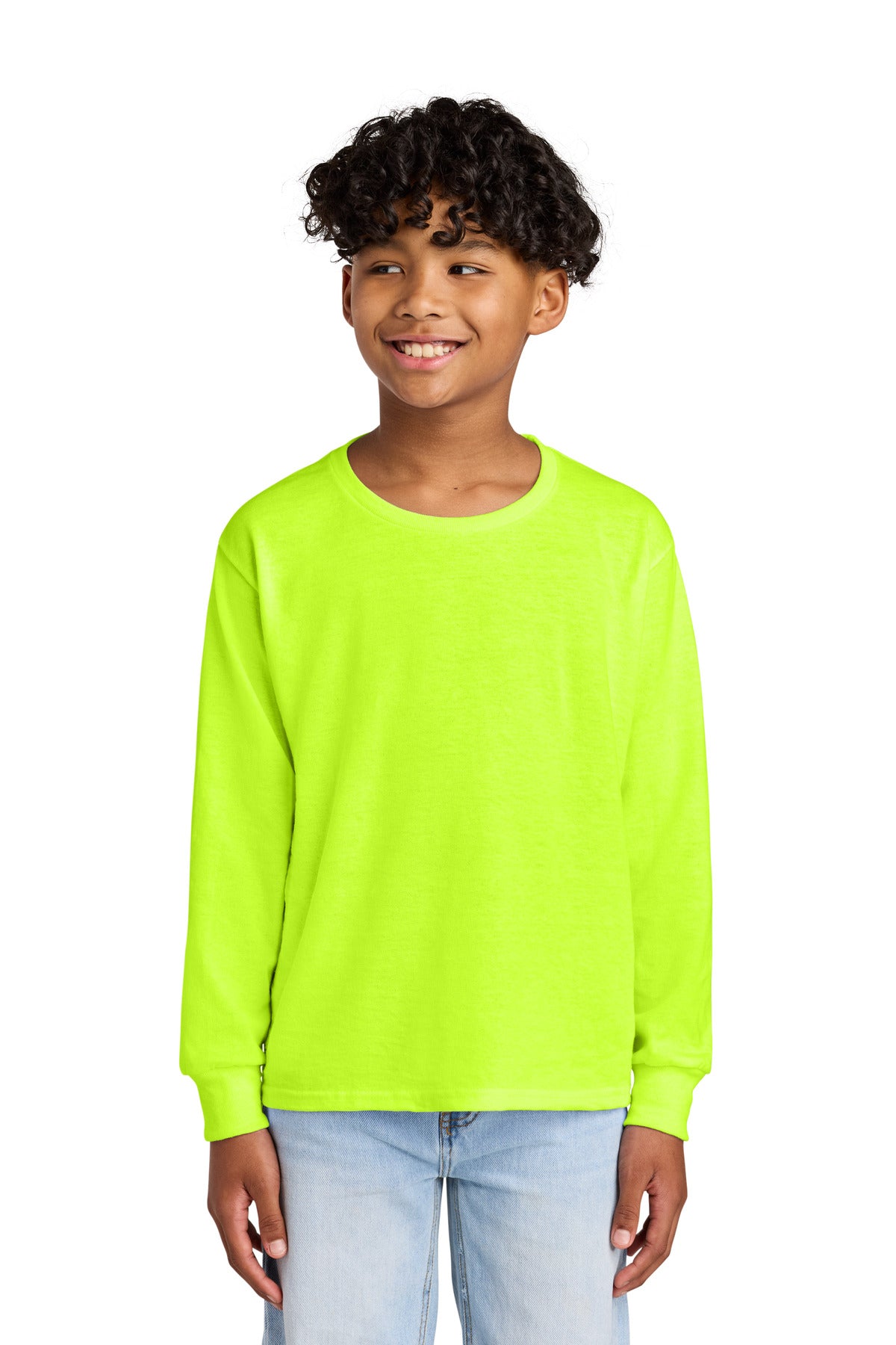 Jerzees Youth Dri-Power 50/50 Cotton/Poly Long Sleeve - Safety Green