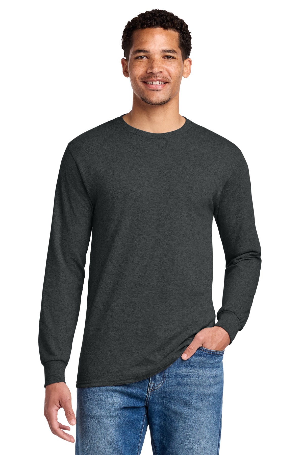 Jerzees - Dri-Power 50/50 Cotton/Poly Long Sleeve T-Shirt - Black Heather