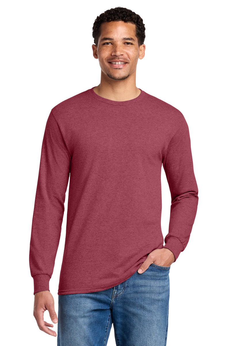 Jerzees - Dri-Power 50/50 Cotton/Poly Long Sleeve T-Shirt - Vintage Heather Red