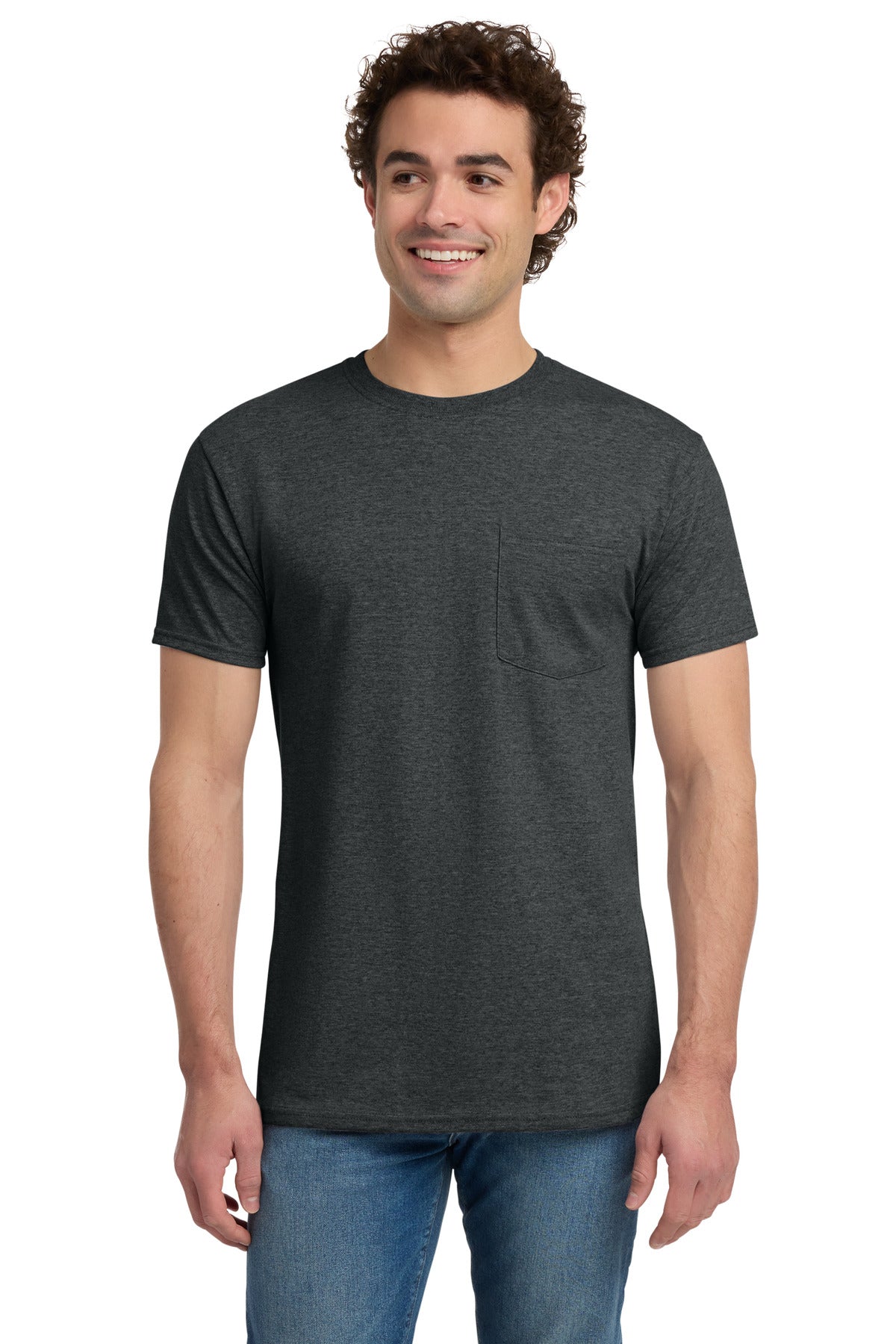Jerzees -  Dri-Power 50/50 Cotton/Poly Pocket T-Shirt - Black Heather