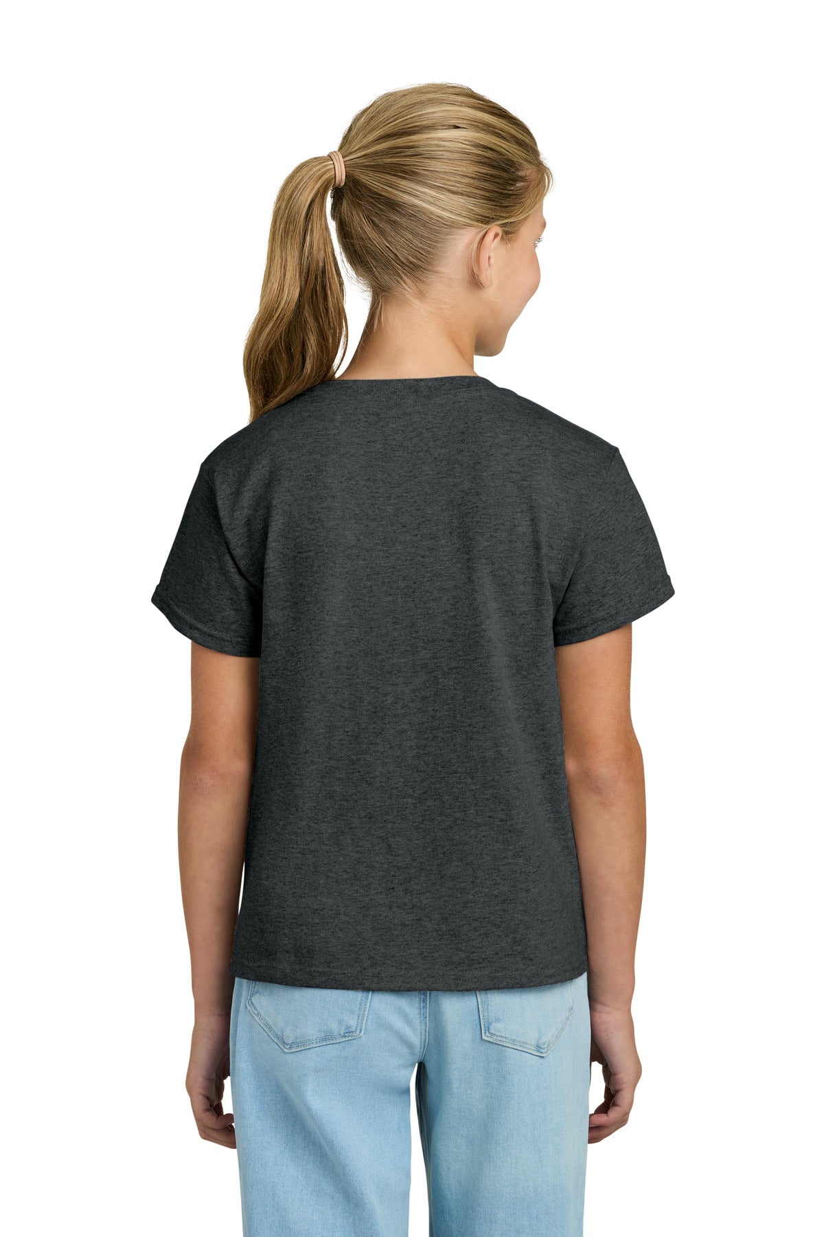 Gildan Youth Light Cotton Tee - Heather Dark Grey