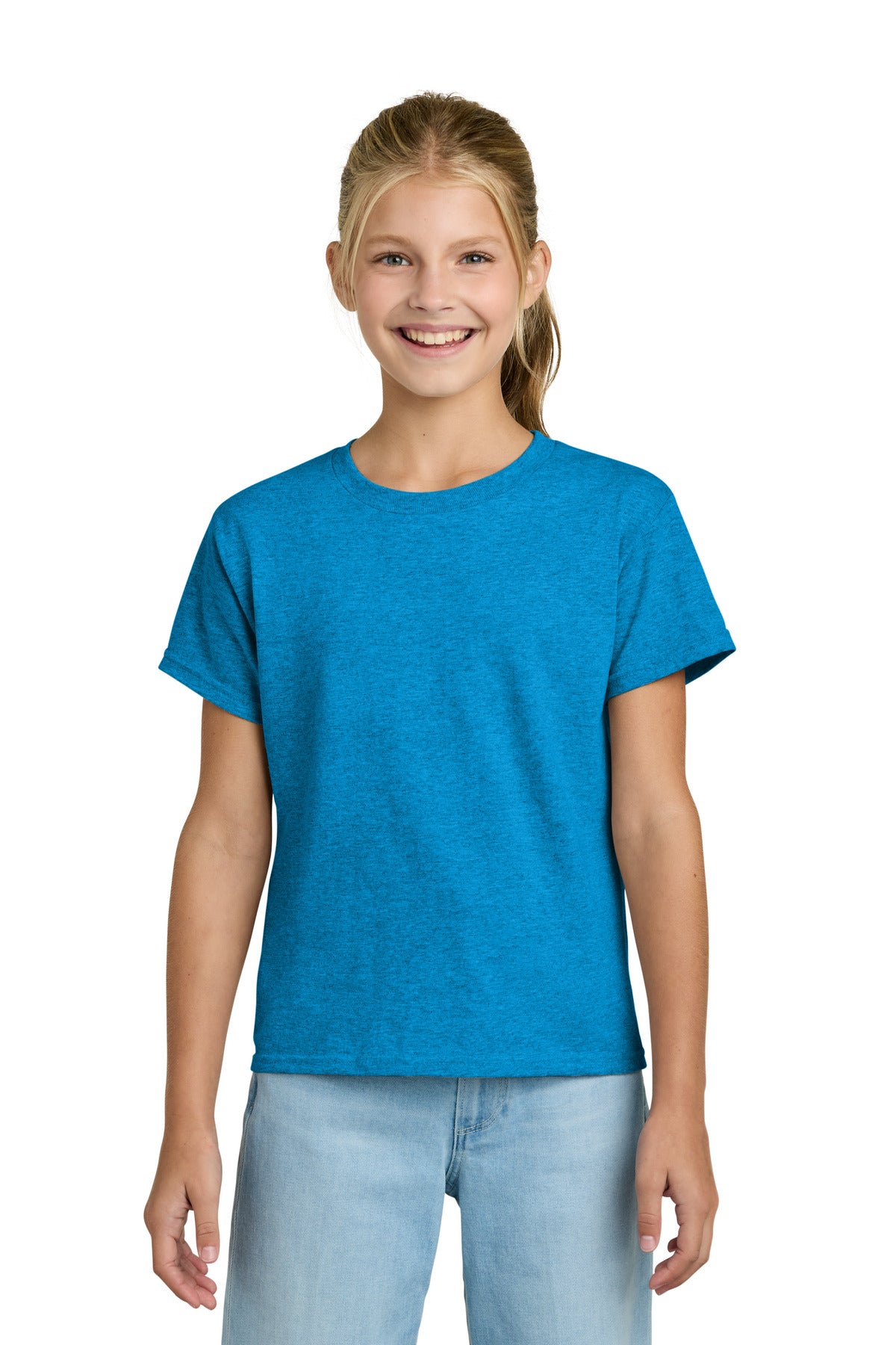 Gildan Youth Light Cotton Tee - Heather Sapphire