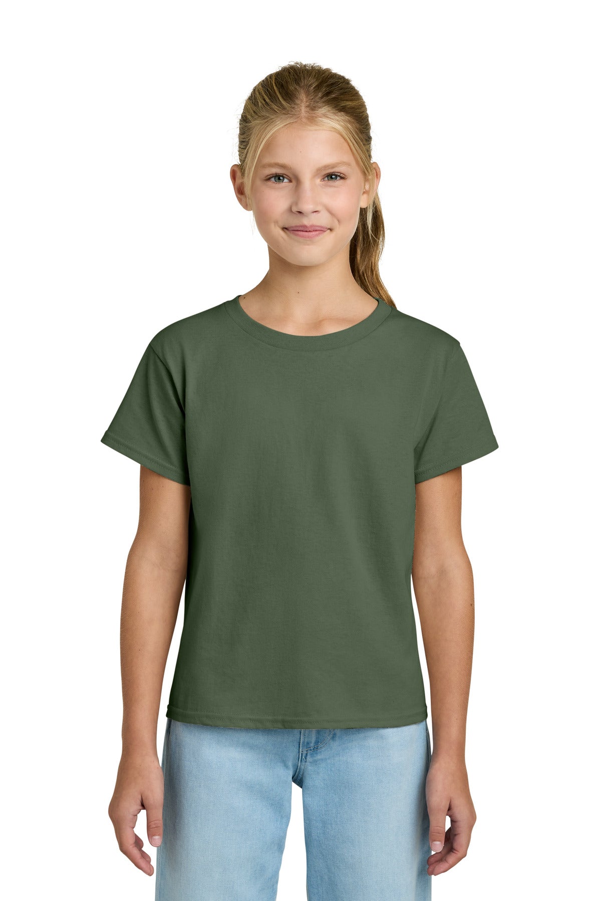 Gildan Youth Light Cotton Tee - Military Green