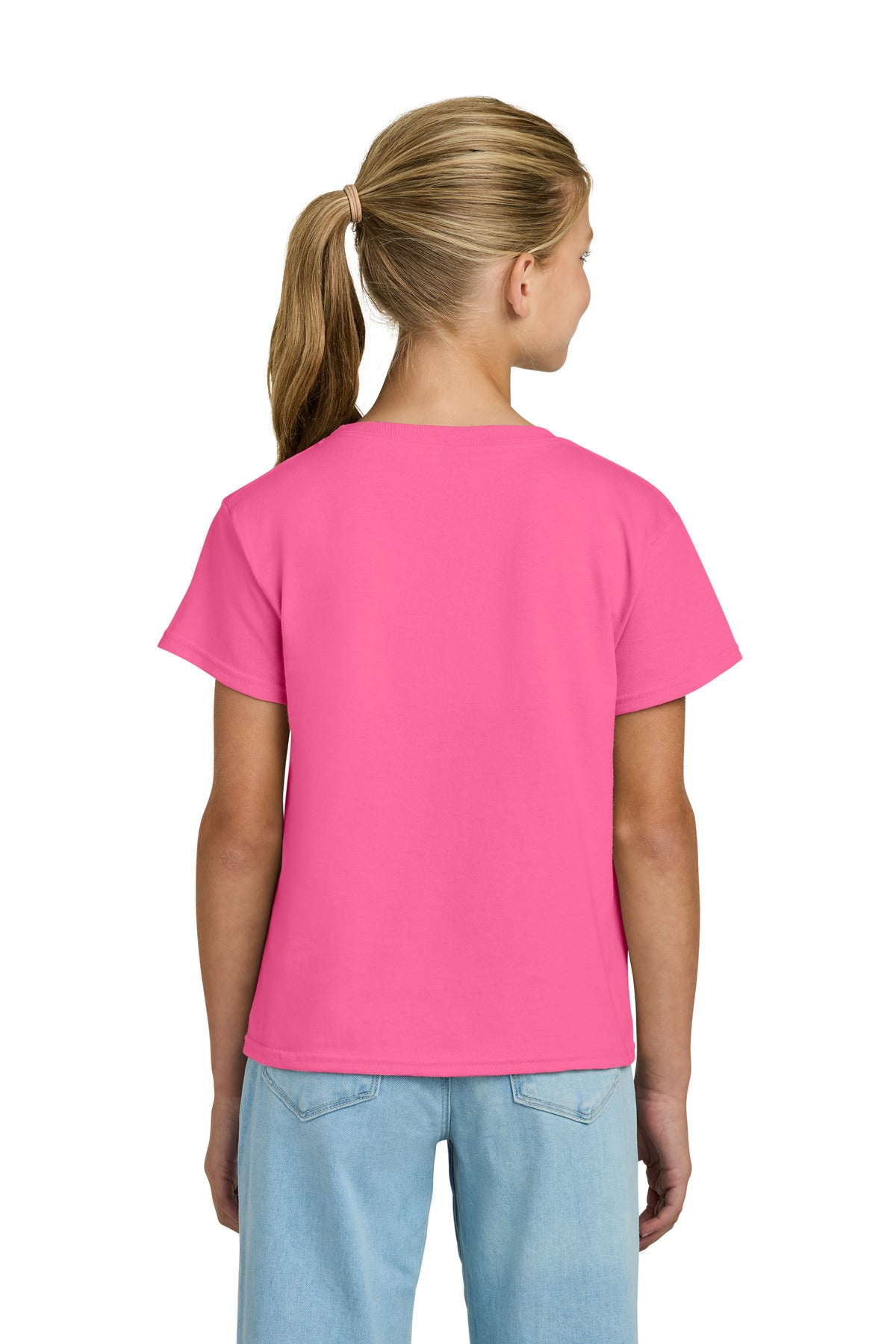 Gildan Youth Light Cotton Tee - Safety Pink