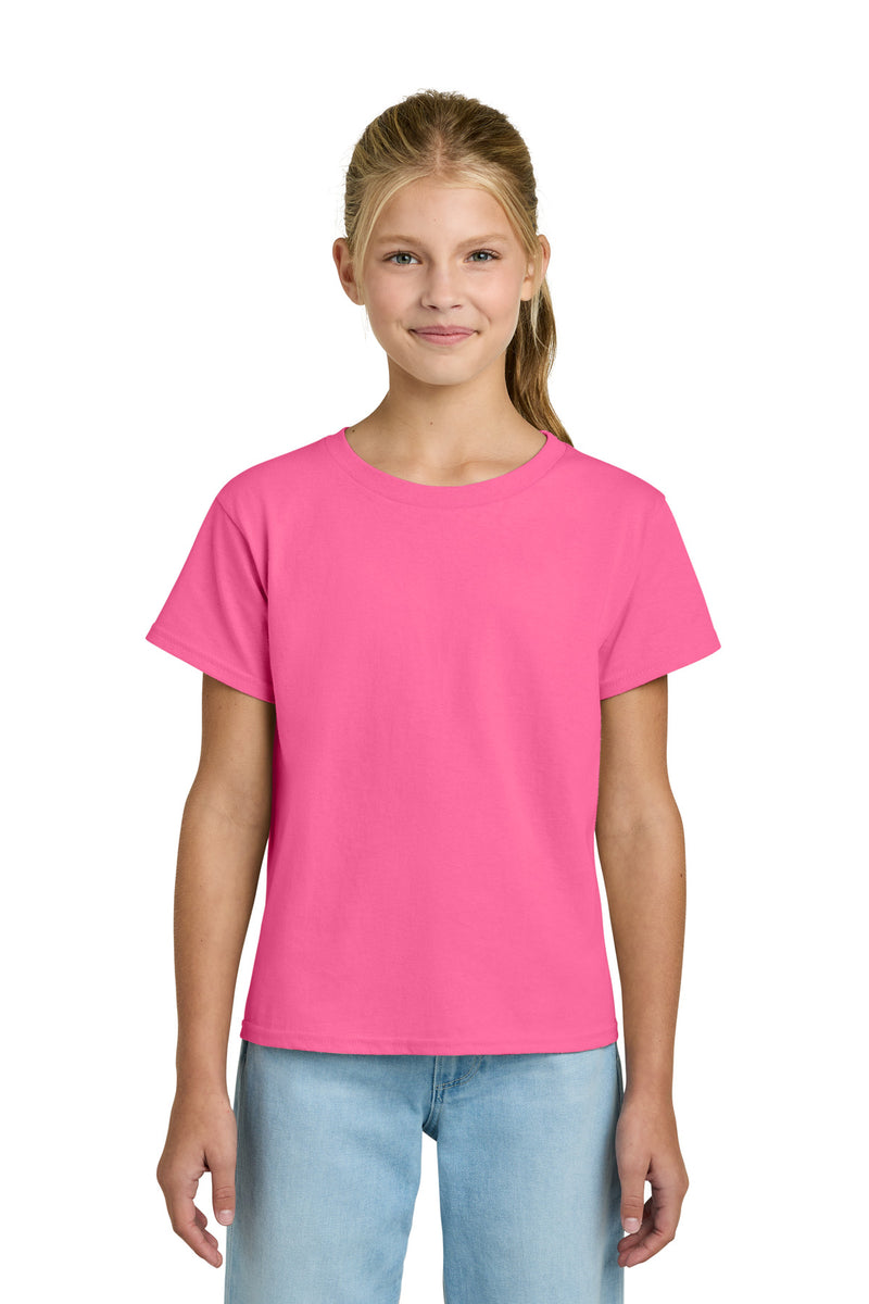 Gildan Youth Light Cotton Tee - Safety Pink