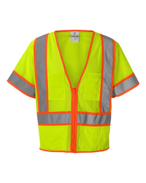 Unisex Ultra-Cool™ Six-Pocket Mesh Surveyor’s Vest - Lime