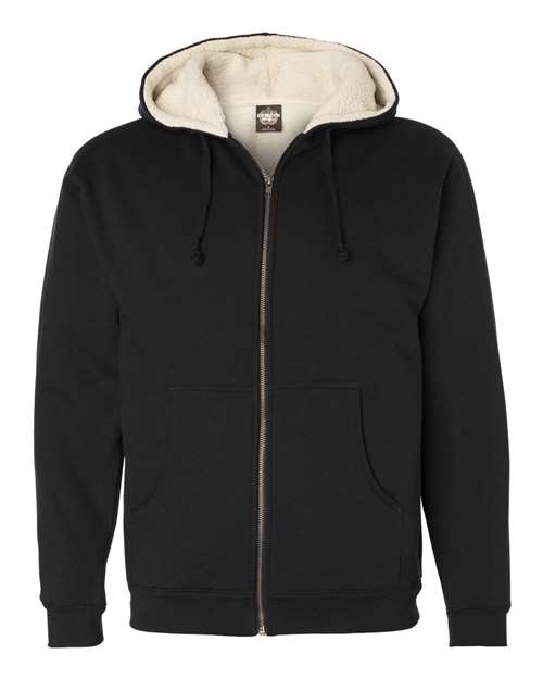 Men's Sherpa-Lined Full-Zip Hooded Sweatshirt - Black/ Natural