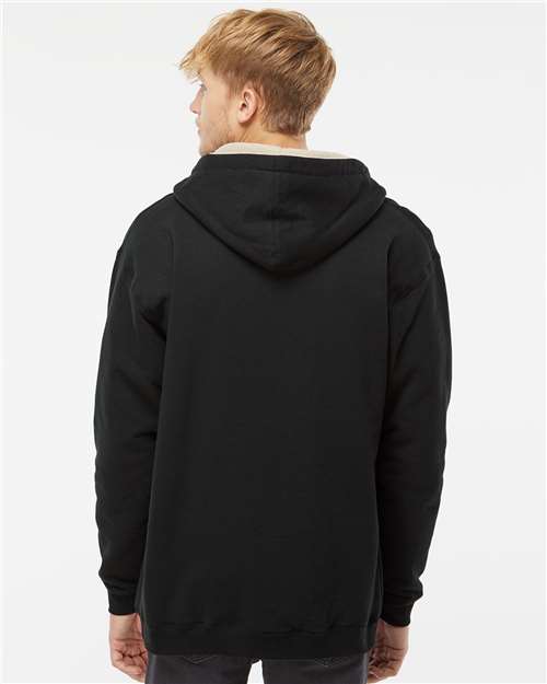 Men's Sherpa-Lined Full-Zip Hooded Sweatshirt - Black/ Natural