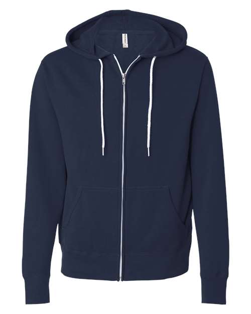 Unisex Lightweight Full-Zip Hooded Sweatshirt - Classic Navy