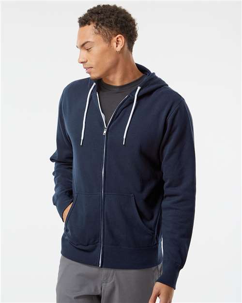 Unisex Lightweight Full-Zip Hooded Sweatshirt - Classic Navy