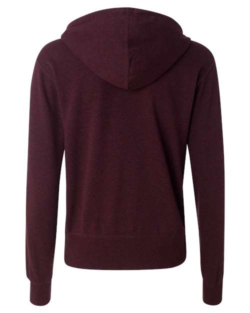 Unisex Heathered French Terry Full-Zip Hooded Sweatshirt - Burgundy Heather