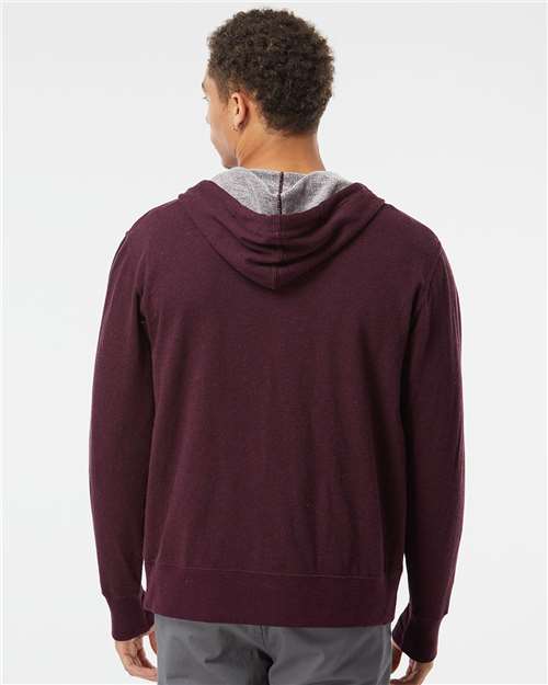 Unisex Heathered French Terry Full-Zip Hooded Sweatshirt - Burgundy Heather