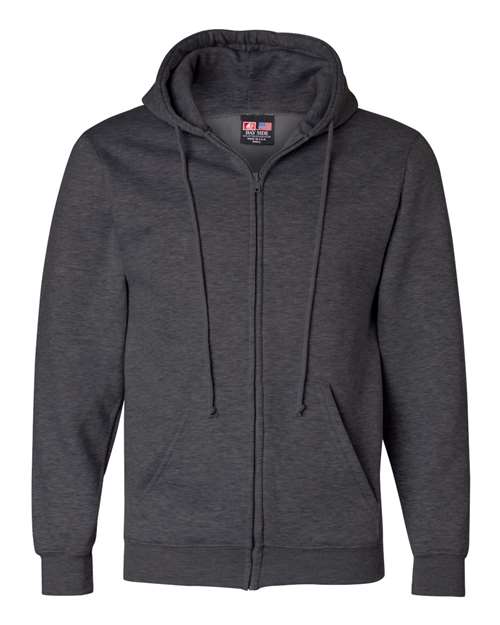 Unisex USA-Made Full-Zip Hooded Sweatshirt - Charcoal Heather
