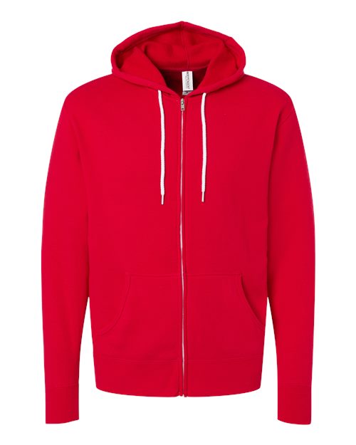 Unisex Lightweight Full-Zip Hooded Sweatshirt - Red