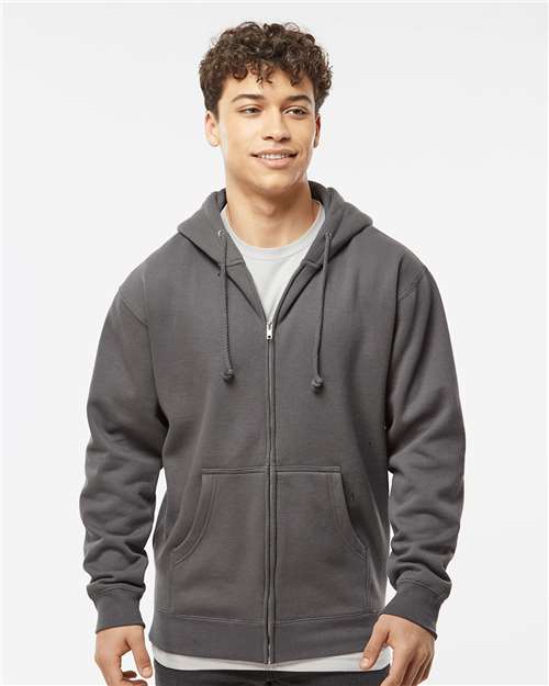 Unisex Heavyweight Full-Zip Hooded Sweatshirt - Solid Charcoal