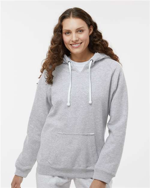 Women's Sueded V-Neck Hooded Sweatshirt - Oxford