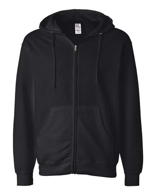 Unisex Midweight Full-Zip Hooded Sweatshirt - Black