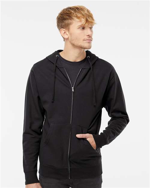 Unisex Midweight Full-Zip Hooded Sweatshirt - Black