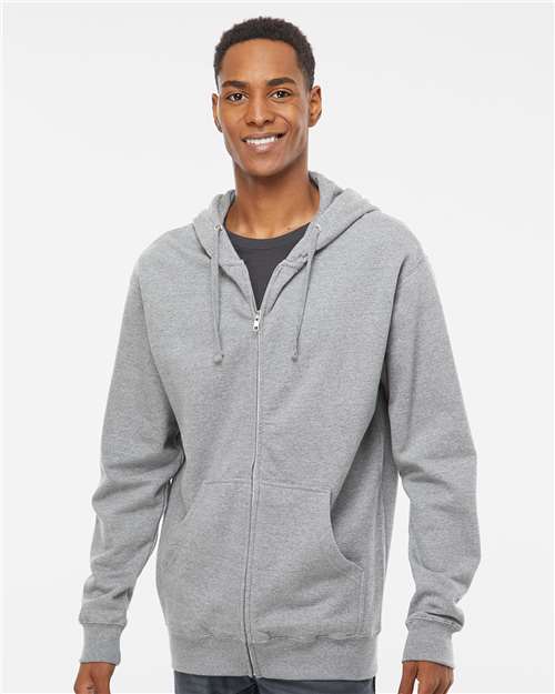 Unisex Midweight Full-Zip Hooded Sweatshirt - Grey Heather