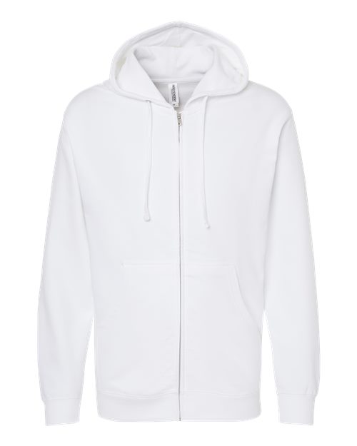 Unisex Midweight Full-Zip Hooded Sweatshirt - White