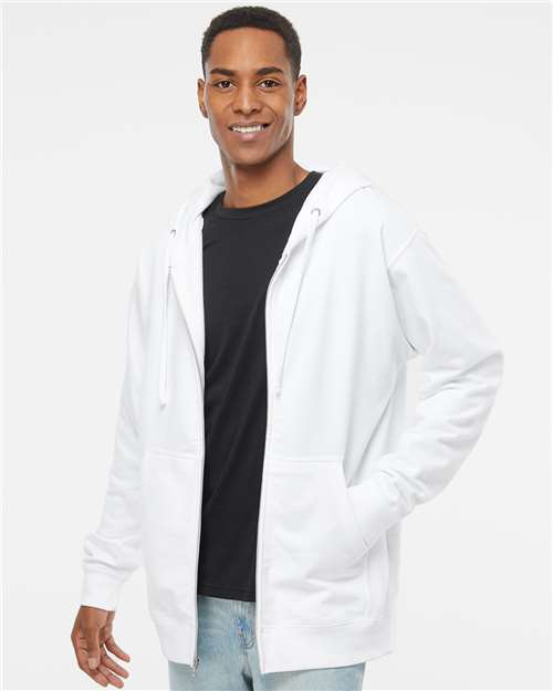 Unisex Midweight Full-Zip Hooded Sweatshirt - White
