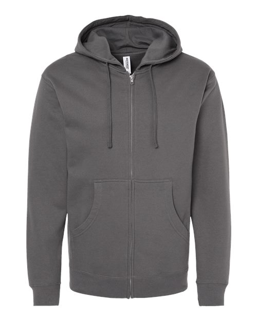 Unisex Midweight Full-Zip Hooded Sweatshirt - Charcoal