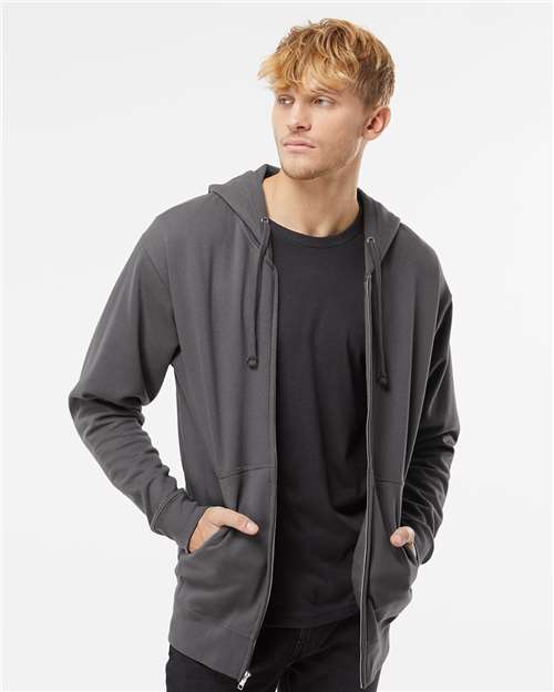 Unisex Midweight Full-Zip Hooded Sweatshirt - Charcoal