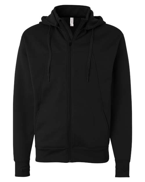 Unisex Poly-Tech Full-Zip Hooded Sweatshirt - Black