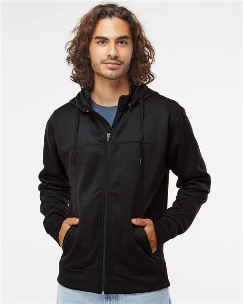 Unisex Poly-Tech Full-Zip Hooded Sweatshirt - Black