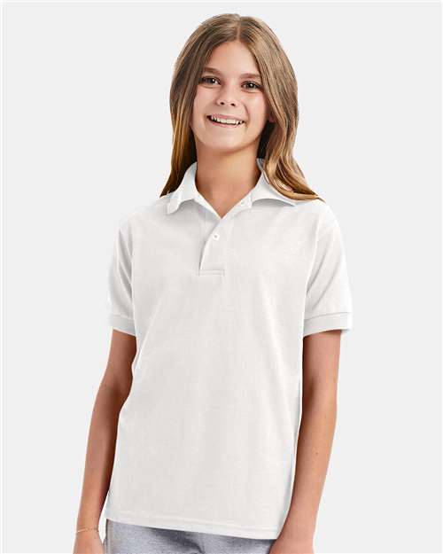 Youth EcoSmart® Jersey Polo - White