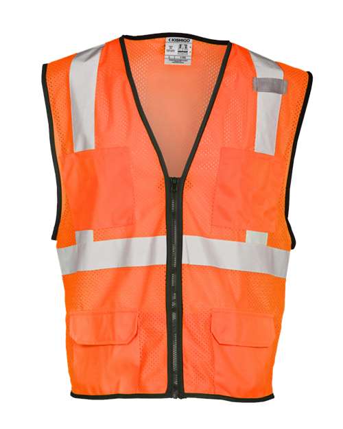 Unisex Economy Mesh 6-Pocket Vest - Orange