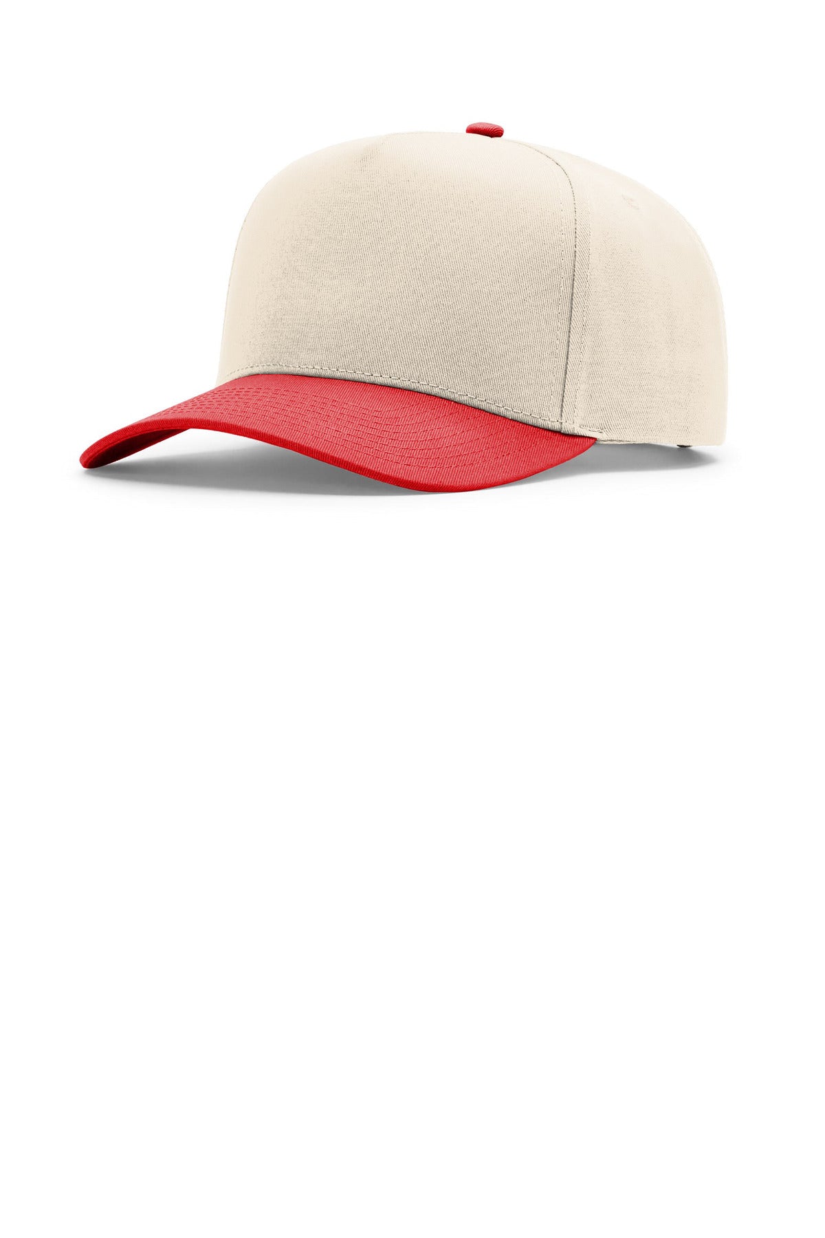 Richardson Full Fabric 5-Panel Champ - Cream/ Cream/ Red