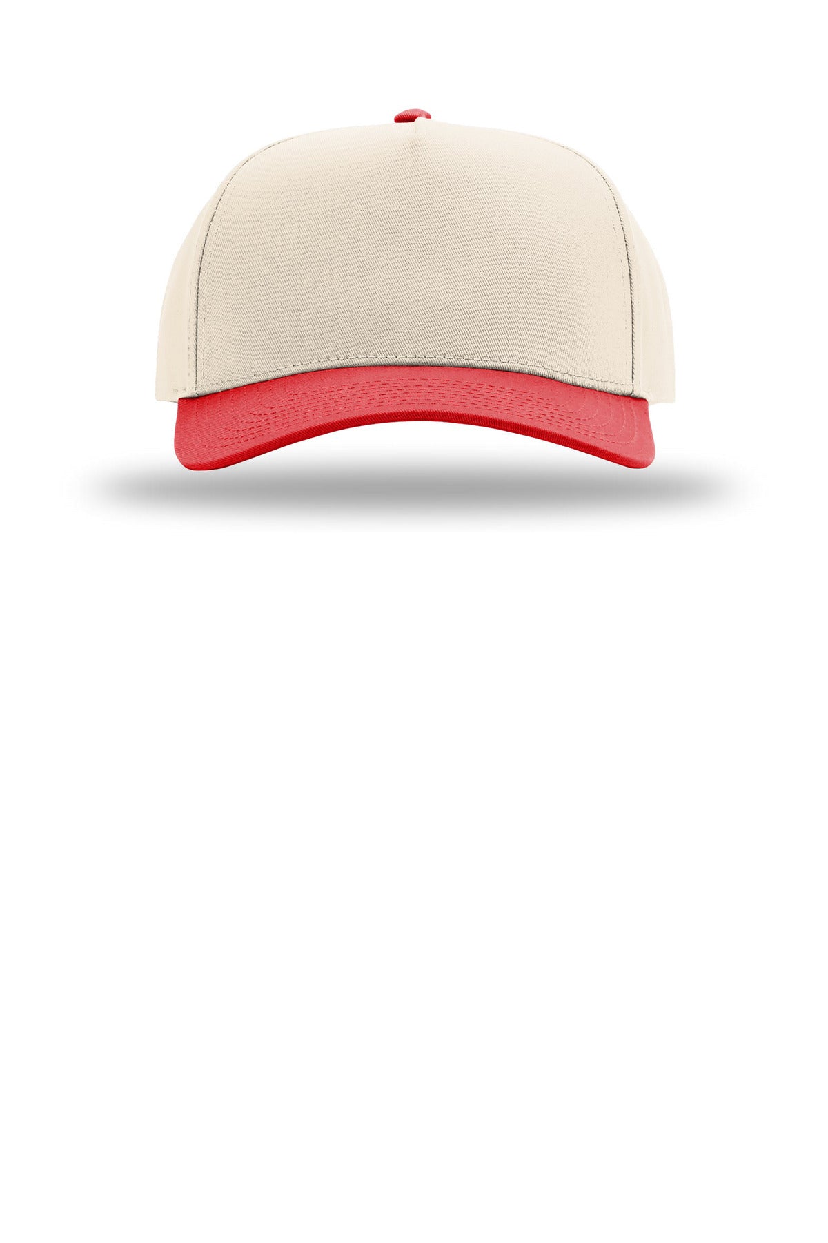 Richardson Full Fabric 5-Panel Champ - Cream/ Cream/ Red