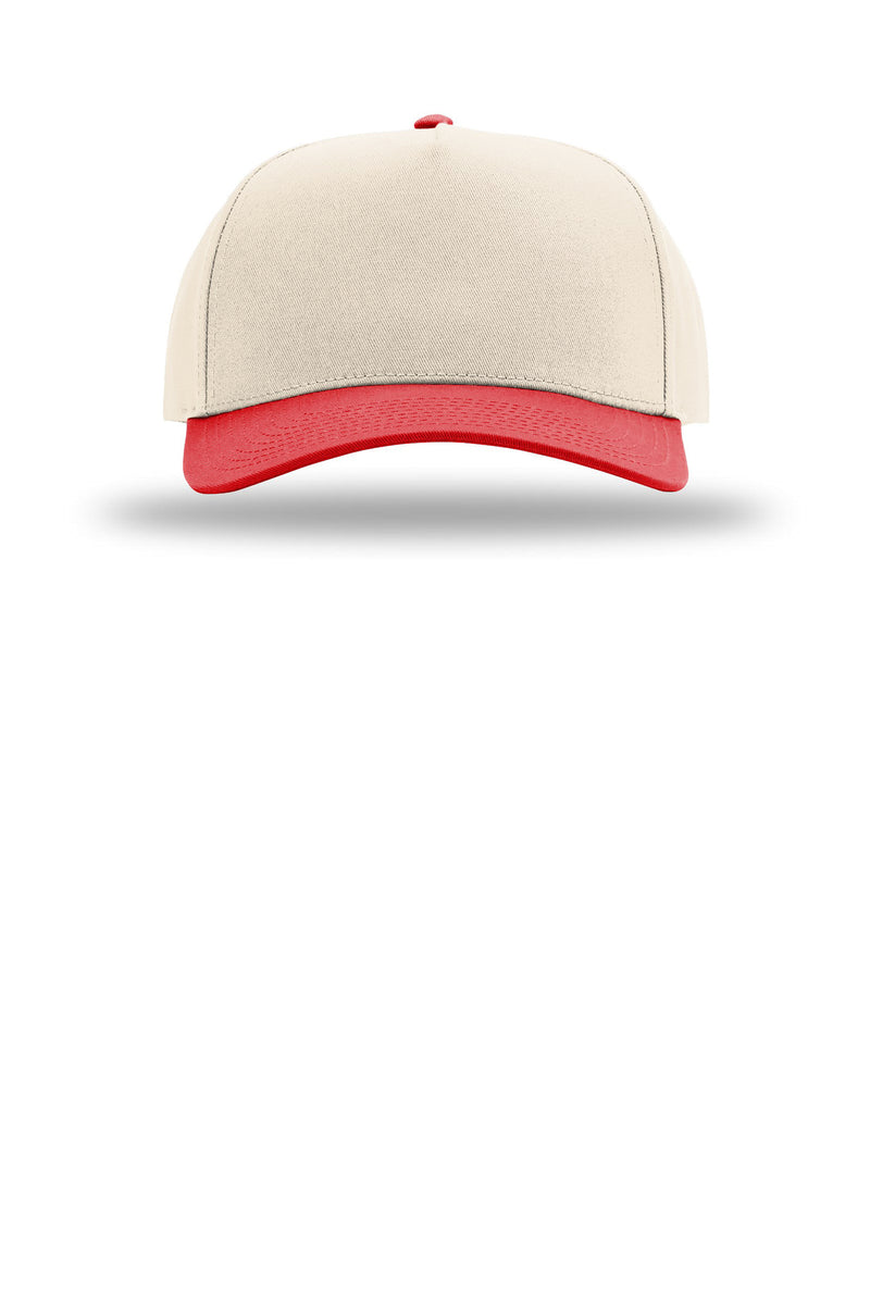 Richardson Full Fabric 5-Panel Champ - Cream/ Cream/ Red