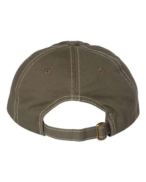 Bio-Washed Classic Dad Hat - Olive/ Stone Stitch