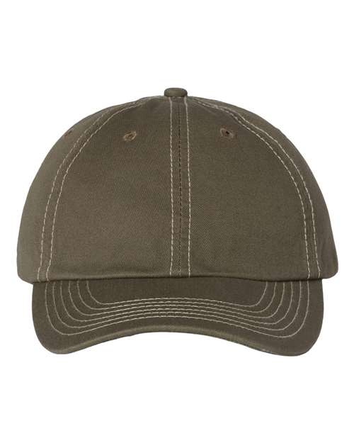 Bio-Washed Classic Dad Hat - Olive/ Stone Stitch
