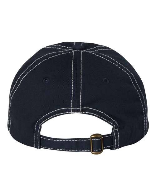 Bio-Washed Classic Dad Hat - Navy/ Stone Stitch