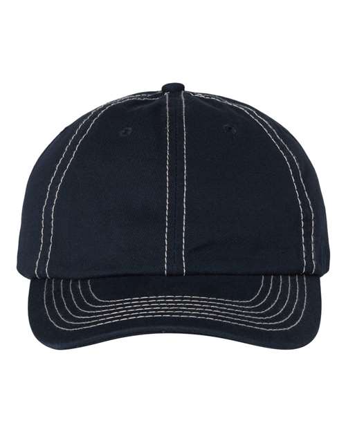 Bio-Washed Classic Dad Hat - Navy/ Stone Stitch