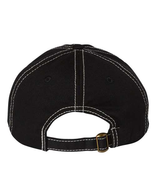 Bio-Washed Classic Dad Hat - Black/ Stone Stitch