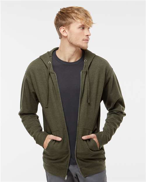 Unisex Midweight Full-Zip Hooded Sweatshirt - Army Heather