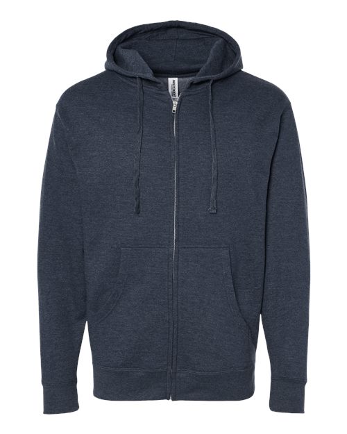 Unisex Midweight Full-Zip Hooded Sweatshirt - Classic Navy Heather