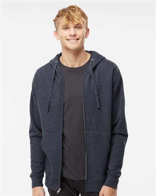 Unisex Midweight Full-Zip Hooded Sweatshirt - Classic Navy Heather