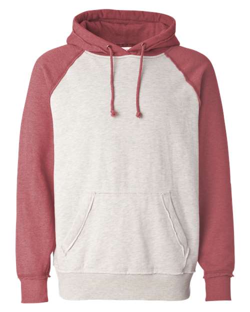 Men's Vintage Heather Hooded Sweatshirt - Oatmeal Heather/ Simply Red Heather