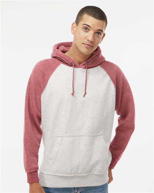 Men's Vintage Heather Hooded Sweatshirt - Oatmeal Heather/ Simply Red Heather