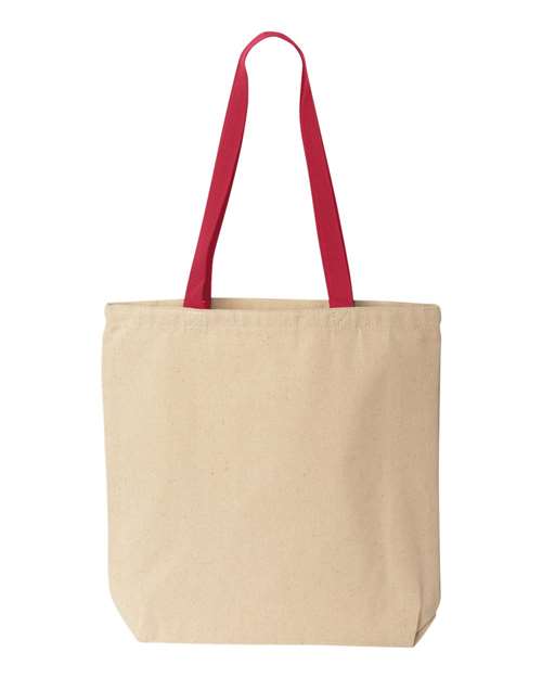 Natural Tote with Contrast-Color Handles - Natural/ Red