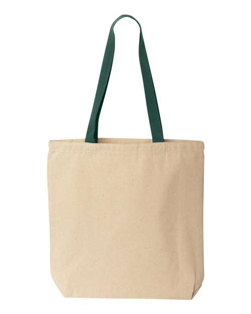 Natural Tote with Contrast-Color Handles - Natural/ Forest